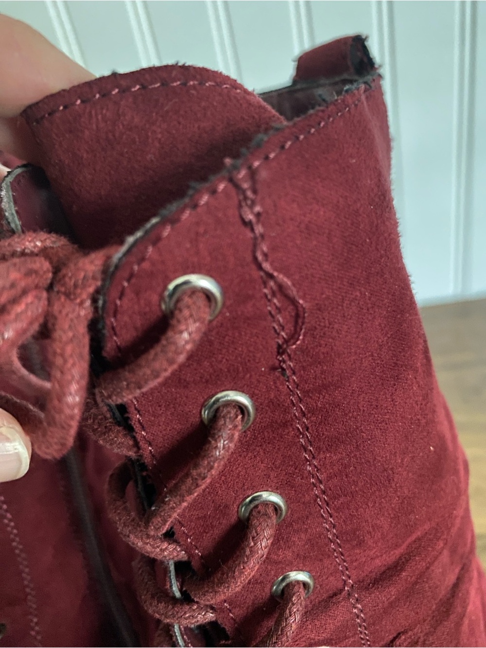 Rouge Helium - Burgundy Lace-Up Suede High Ankle Boots - size: 8 (women’s) - Picture 14 of 14